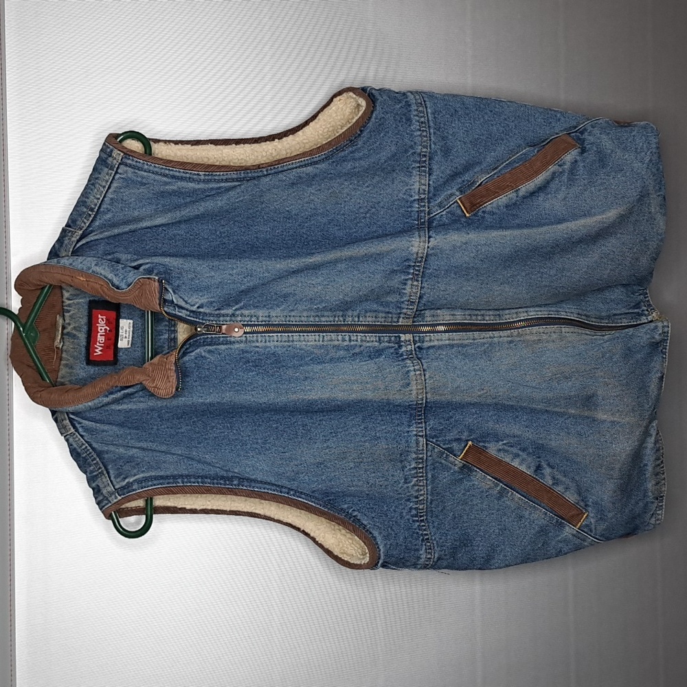 Wrangler Hero Jean Jacket Vest Sherpa Lined Rustic